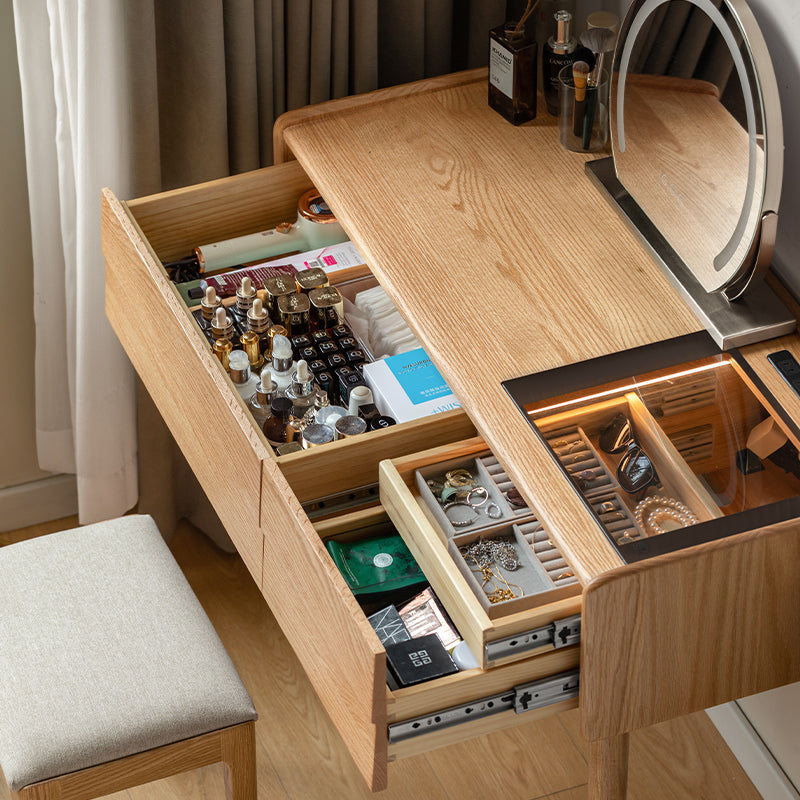 Charlene FAS-Graded Solid Black Walnut Wood/American Oak Wood Dressing Table/Bedroom Vanity Table with Drawer