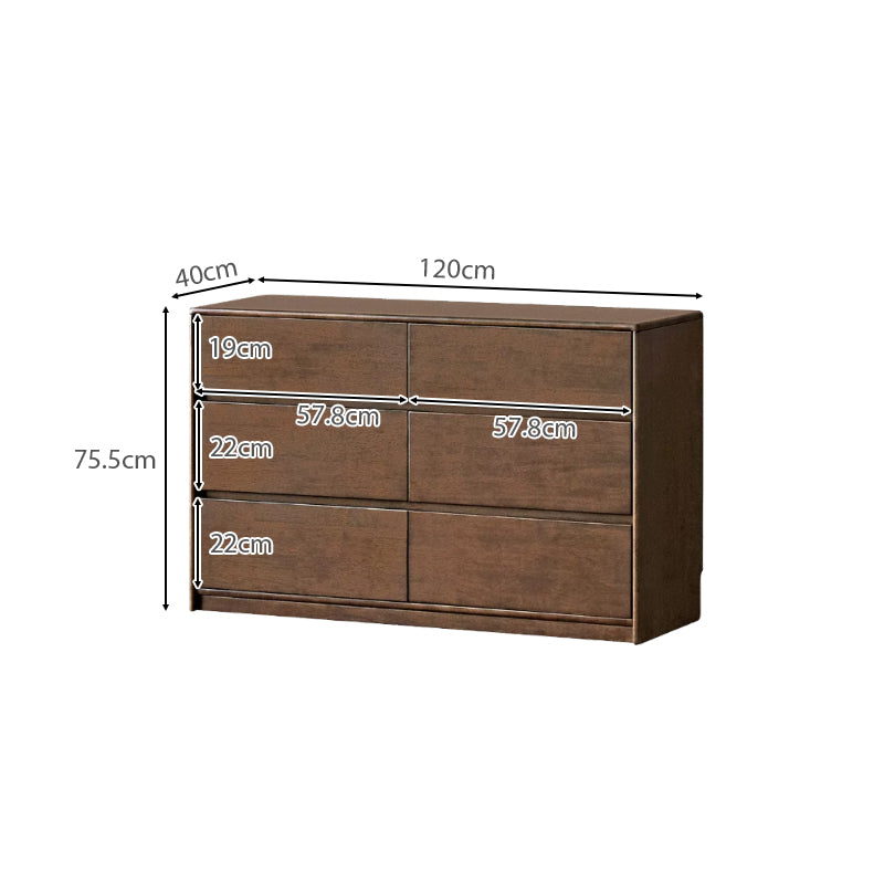Alecto 120cm Rubberwood Multi-Drawer Bedside Storage Cabinet for Home Walnut Color