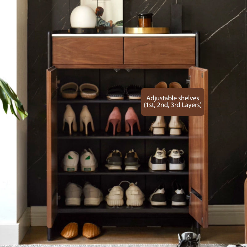 Tziporah 72cm / 100cm FAS-Graded Solid Black Walnut Wood Entryway Shoe Cabinet / Shoe Case With Drawer For Home