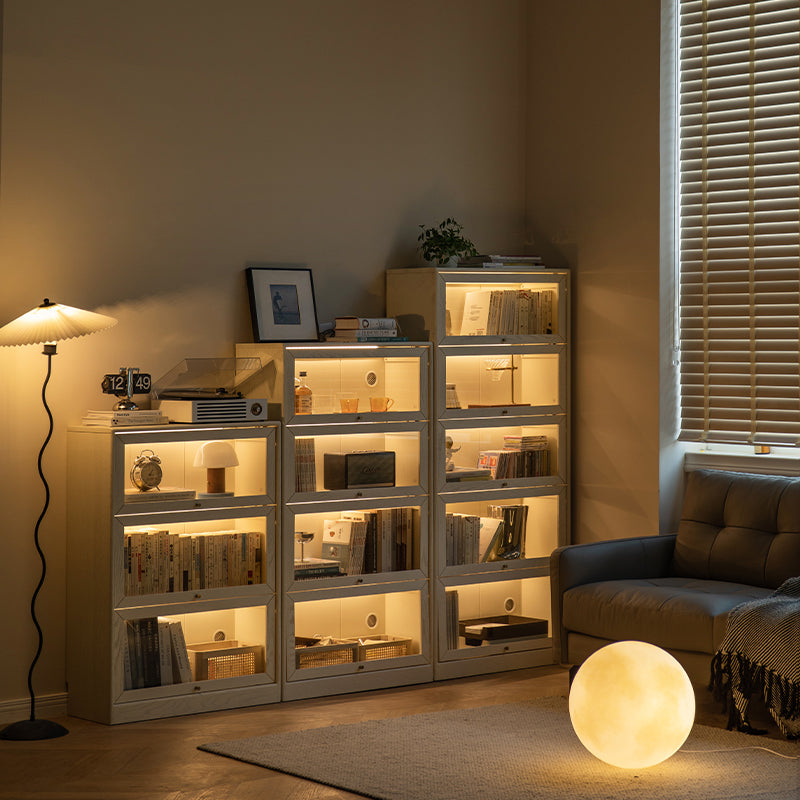 Jared Solid Oak Bookcase with Light 75cm, 3 Heights – view 2