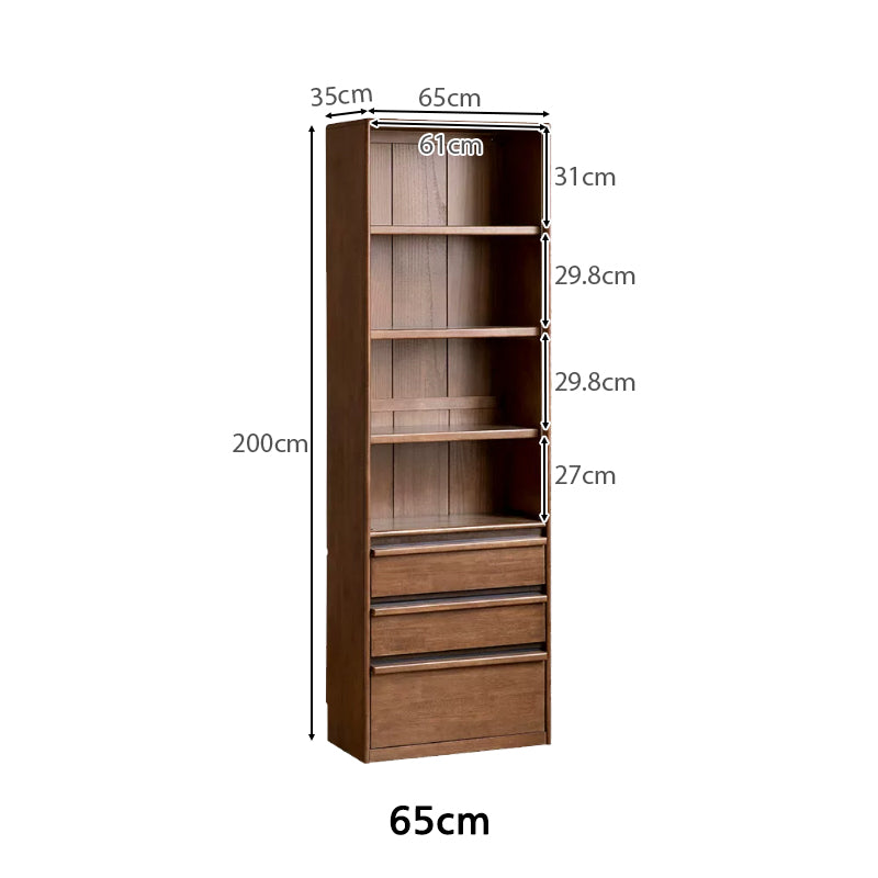 Aleta 65cm/80cm Rubberwood Bookcase Display Shelf/Storage Cabinet Walnut Color