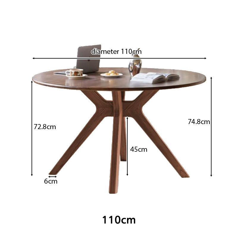 Fallon 110cm/120cm/130cm FAS-Graded Solid Black Walnut Wood Round Dining Table For Home