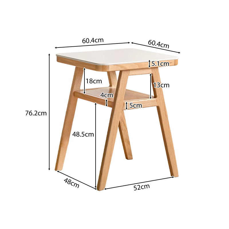 Rayna 60cm FAS-Graded Solid American Oak Wood Square Dining Table Set With Ceramic/Chair Natural Wood Color
