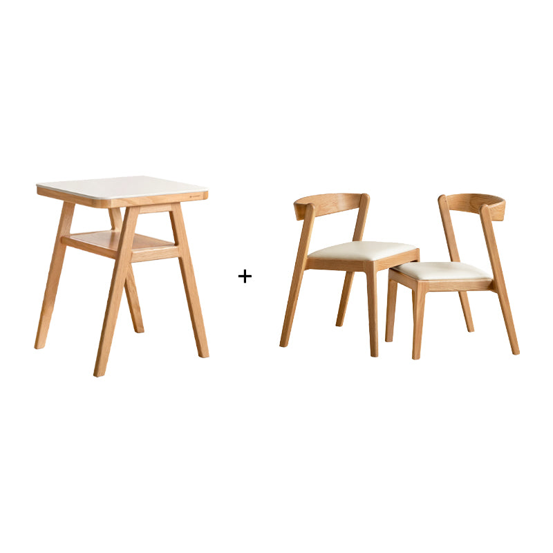 Rayna 60cm FAS-Graded Solid American Oak Wood Square Dining Table Set With Ceramic/Chair Natural Wood Color