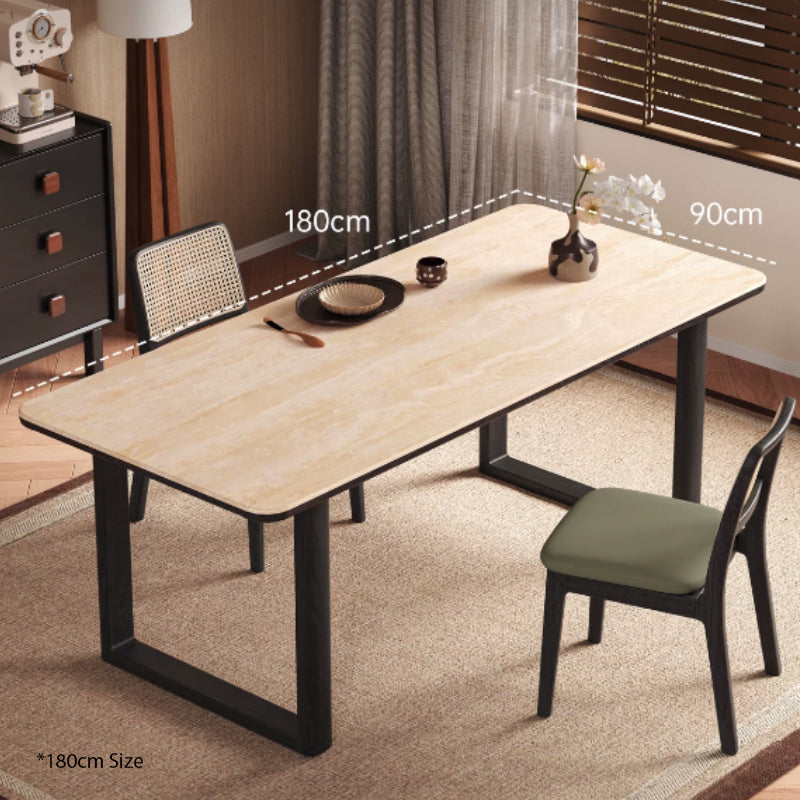 Alyssa 140cm/160cm/180cm/200cm FAS-Graded Solid American Oak Wood Dining Table With Ceramic for Home Black Color