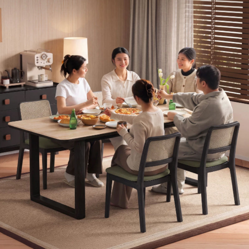 Alyssa 140cm/160cm/180cm/200cm FAS-Graded Solid American Oak Wood Dining Table With Ceramic for Home Black Color