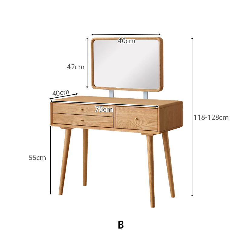 Abel solid American oak dressing table with mirror – view 18