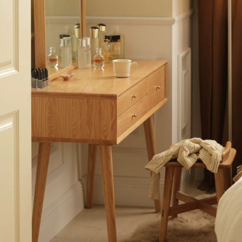 Abel solid American oak dressing table with mirror – view 3