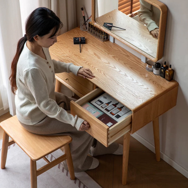 Abel solid American oak dressing table with mirror – view 9