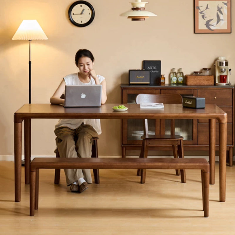 Adan rubberwood dining table set in walnut colour