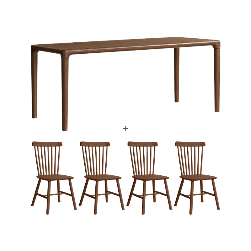 Adan rubberwood dining table set in walnut colour – 160cm Table+Chair*4, view 16