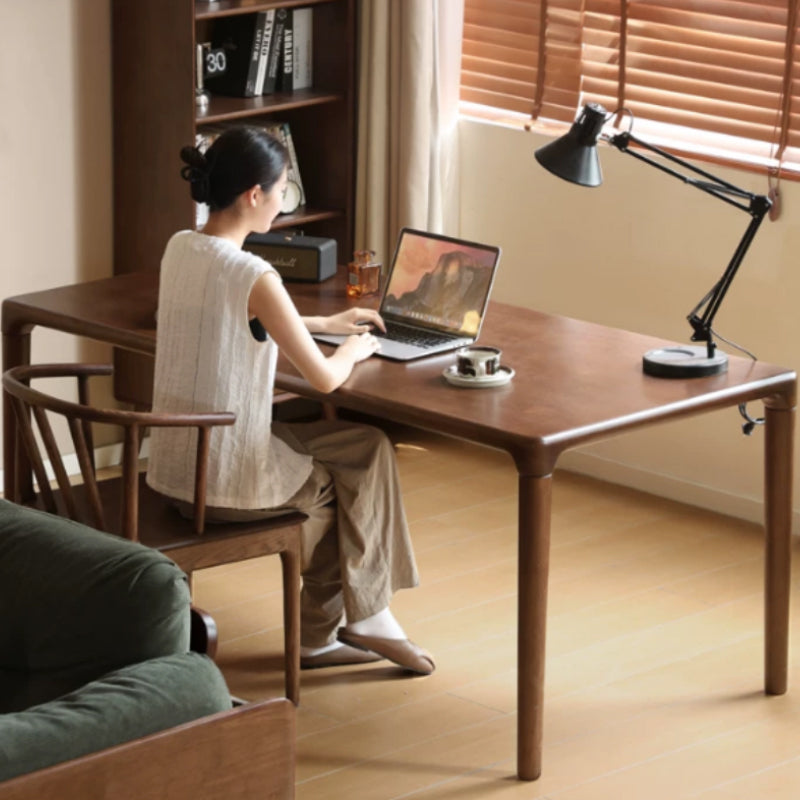 Adan rubberwood dining table set in walnut colour – view 2