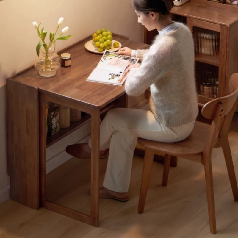 Adara folding solid oak dining table in walnut colour – view 3