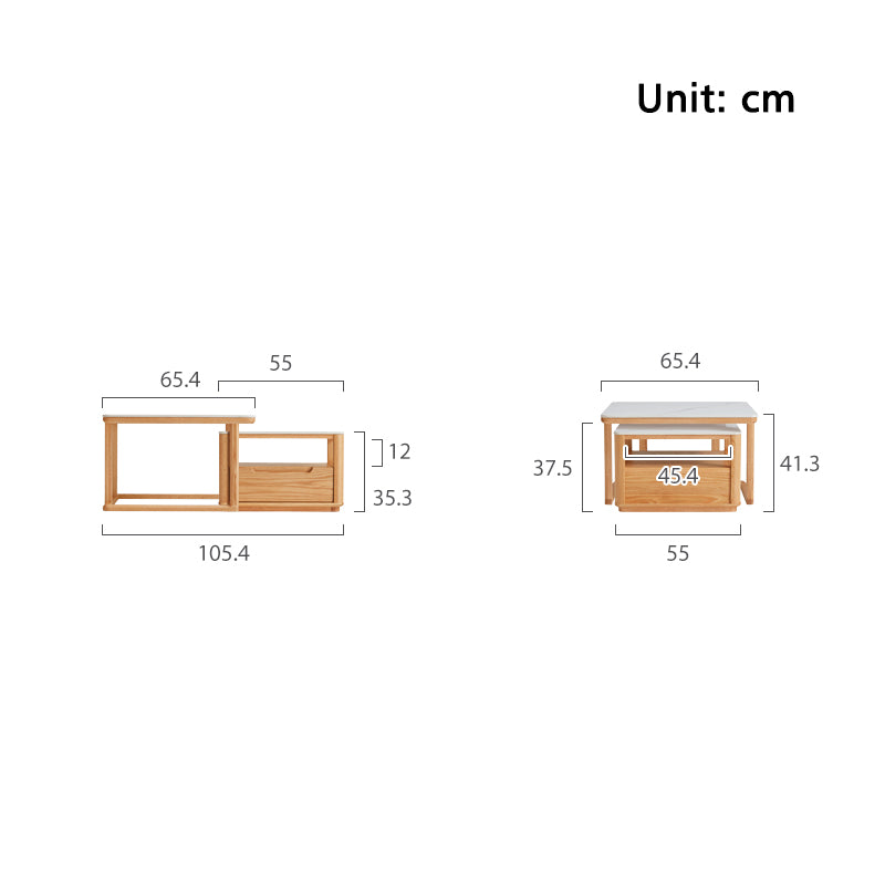 Alana Coffee Table & Side Table Set, FAS-Graded Solid American Oak with Paulownia Wood and – view 21
