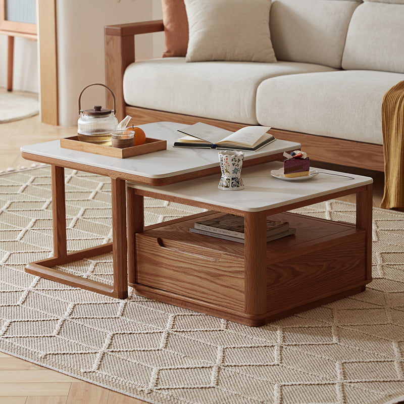 Alana Coffee Table & Side Table Set, FAS-Graded Solid American Oak with Paulownia Wood and – view 23
