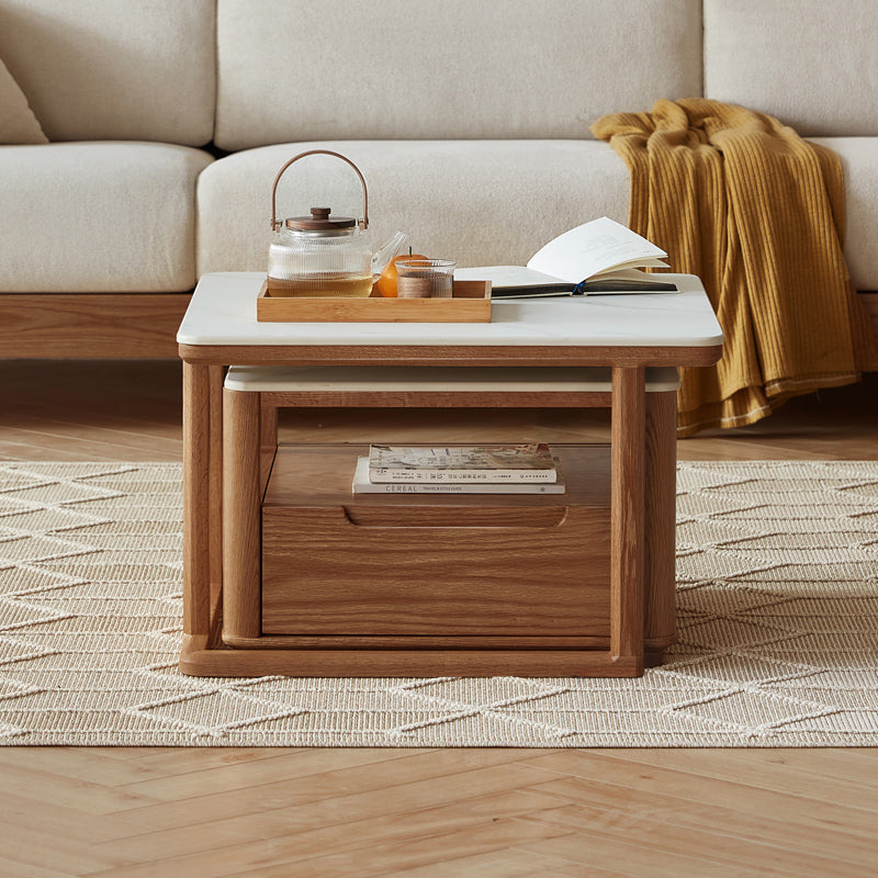 Alana Coffee Table & Side Table Set, FAS-Graded Solid American Oak with Paulownia Wood and – view 24