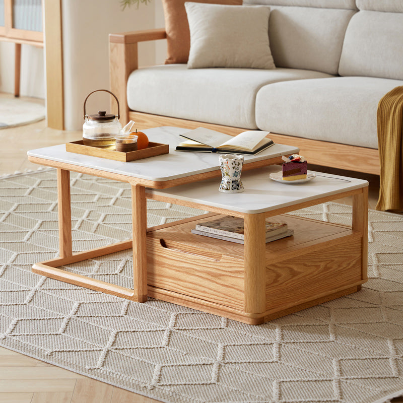 Alana Coffee Table & Side Table Set, FAS-Graded Solid American Oak with Paulownia Wood and – view 3