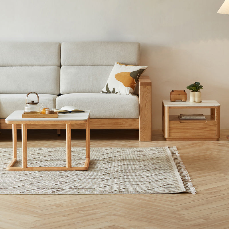Alana Coffee Table & Side Table Set, FAS-Graded Solid American Oak with Paulownia Wood and – view 4