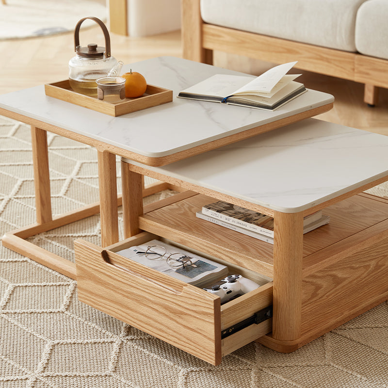 Alana Coffee Table & Side Table Set, FAS-Graded Solid American Oak with Paulownia Wood and – view 7