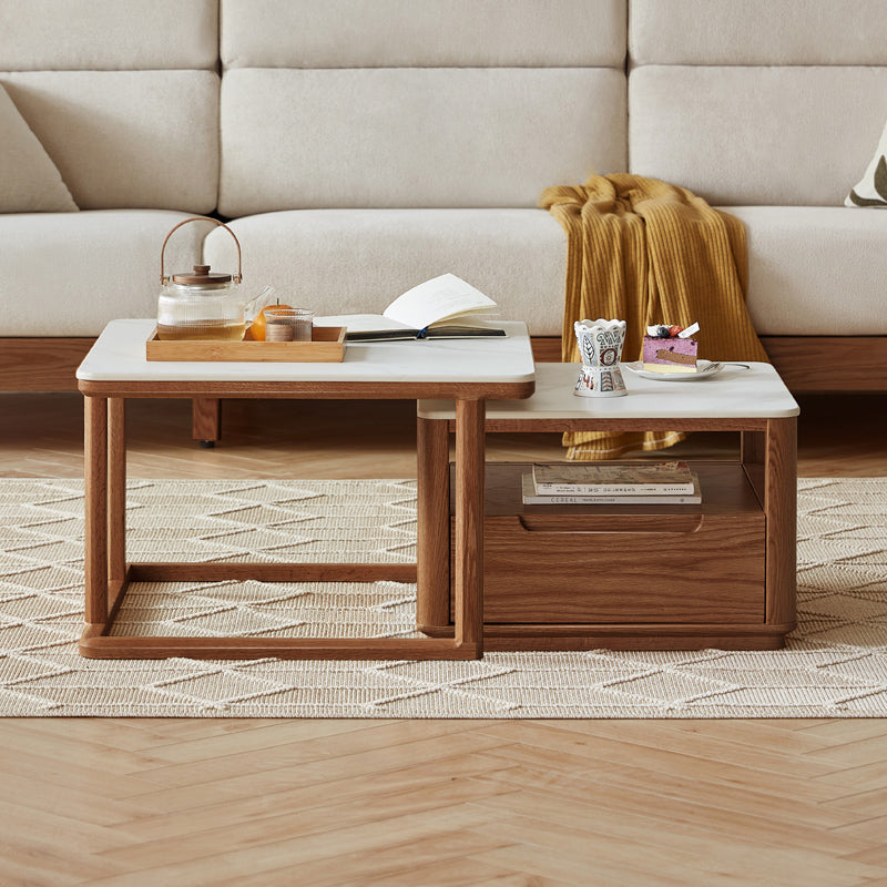 Alana Coffee Table & Side Table Set, FAS-Graded Solid American Oak with Paulownia Wood and – Walnut, view 22