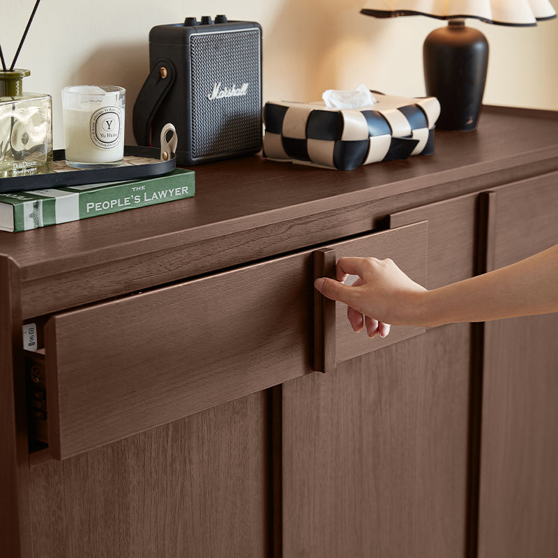 Alden walnut-tone shoe cabinet with drawer – view 13