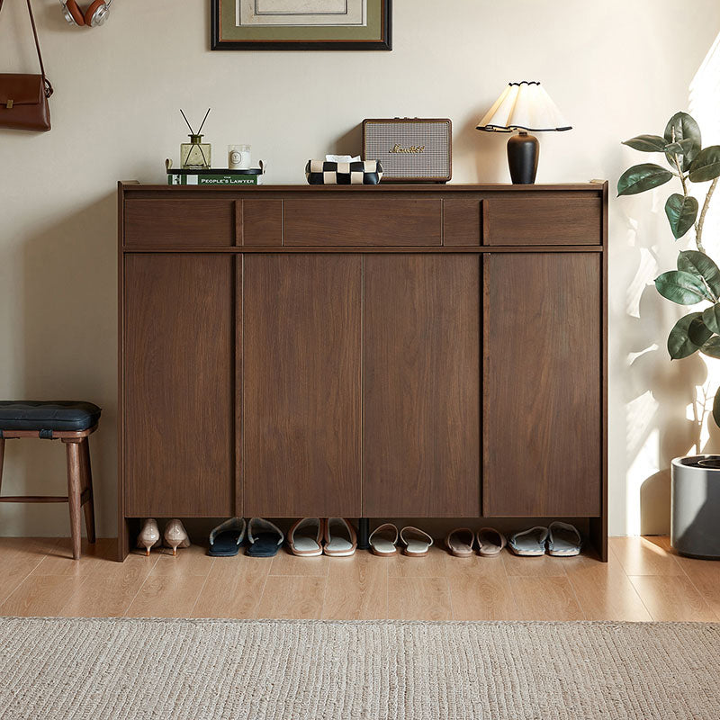 Alden walnut-tone shoe cabinet with drawer – 140cm, view 21