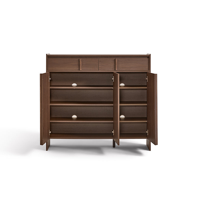 Alden walnut-tone shoe cabinet with drawer – view 18