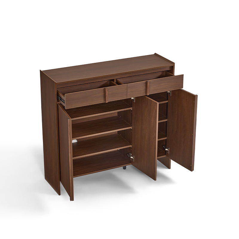 Alden walnut-tone shoe cabinet with drawer – view 19