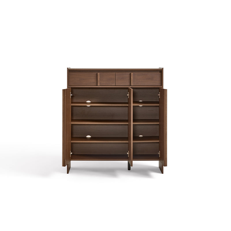 Alden walnut-tone shoe cabinet with drawer – view 33