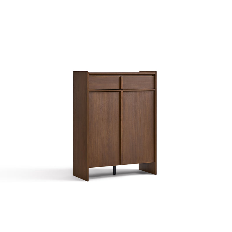 Alden walnut-tone shoe cabinet with drawer – view 40