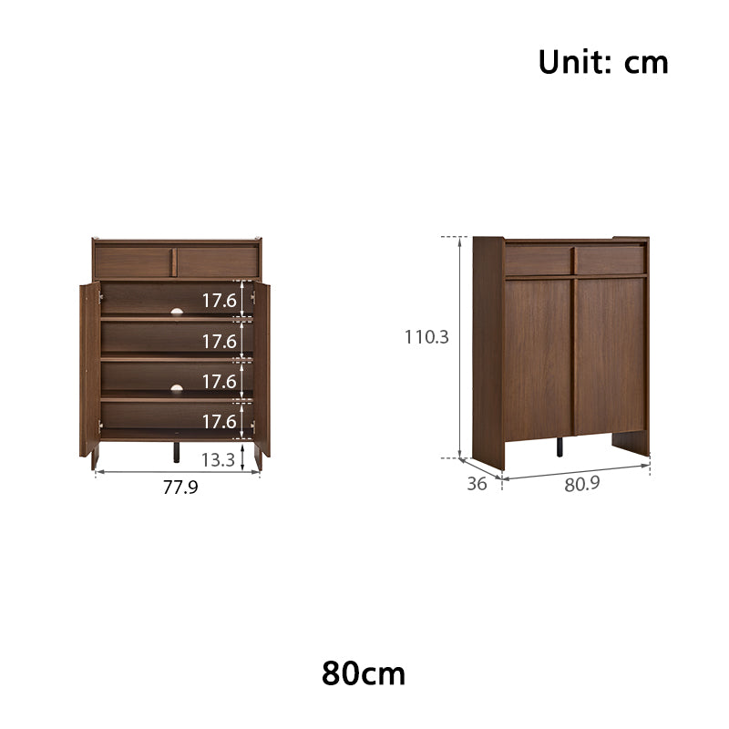 Alden walnut-tone shoe cabinet with drawer – view 44