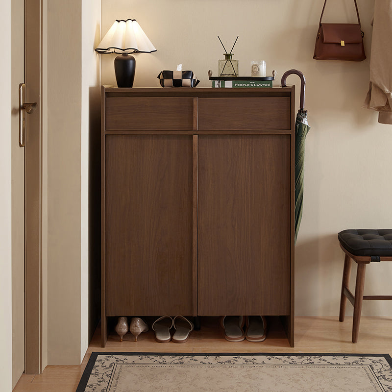 Alden walnut-tone shoe cabinet with drawer – 80cm, view 36