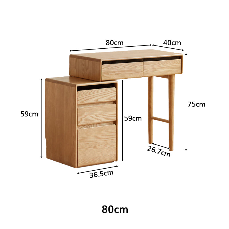 Antonia Solid Ash Dressing Table with Drawer 80cm / 100cm – view 11
