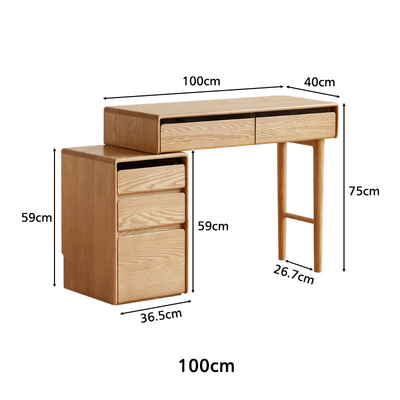 Antonia Solid Ash Dressing Table with Drawer 80cm / 100cm – view 9