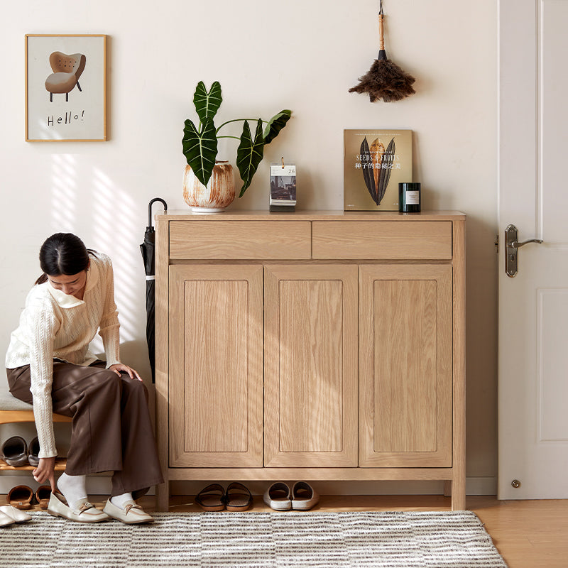Archer fraxinus mandshurica wood shoe cabinet with drawers – view 18