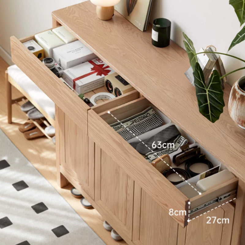 Archer fraxinus mandshurica wood shoe cabinet with drawers – view 28