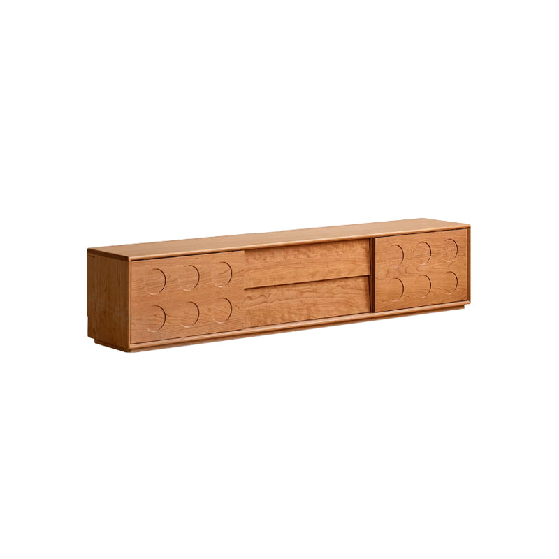 Ashal Vintage-Style Wooden TV Unit in Solid Cherry with Sliding Doors – view 5