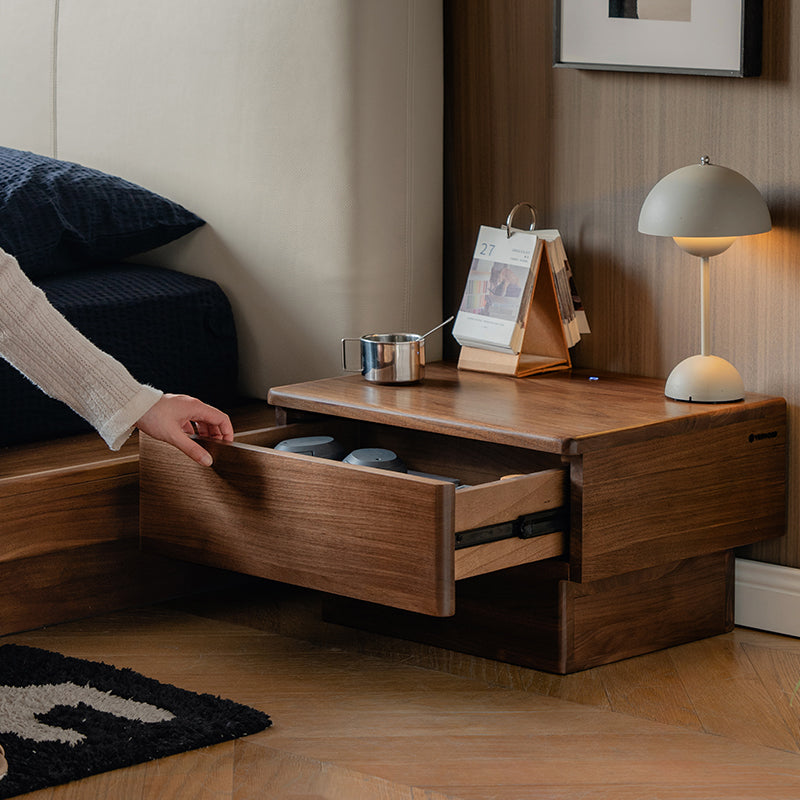 Asher Solid Black Walnut Bedside Table with Drawer – view 2