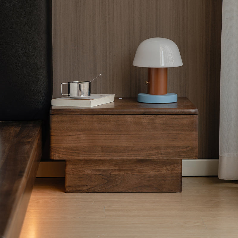 Asher Solid Black Walnut Bedside Table with Drawer – view 3