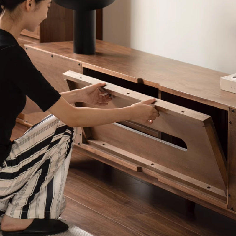 Athena solid ash TV unit in walnut finish – view 5