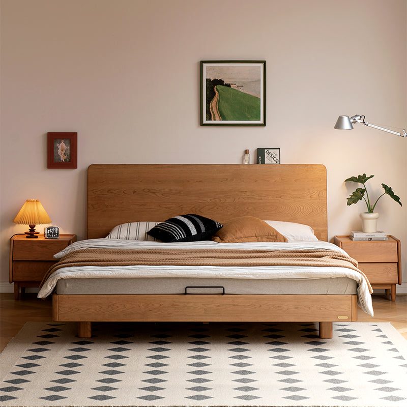 Baldwin Solid Cherry Wood Bed Frame with Beech Slats with Headboard Lighting Queen – view 2