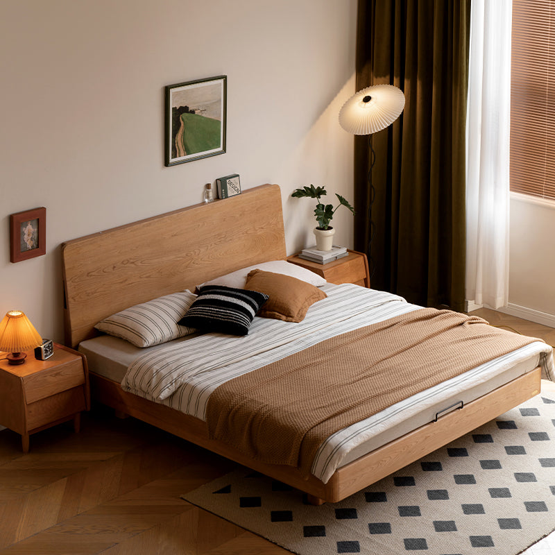 Baldwin Solid Cherry Wood Bed Frame with Beech Slats with Headboard Lighting Queen – view 3