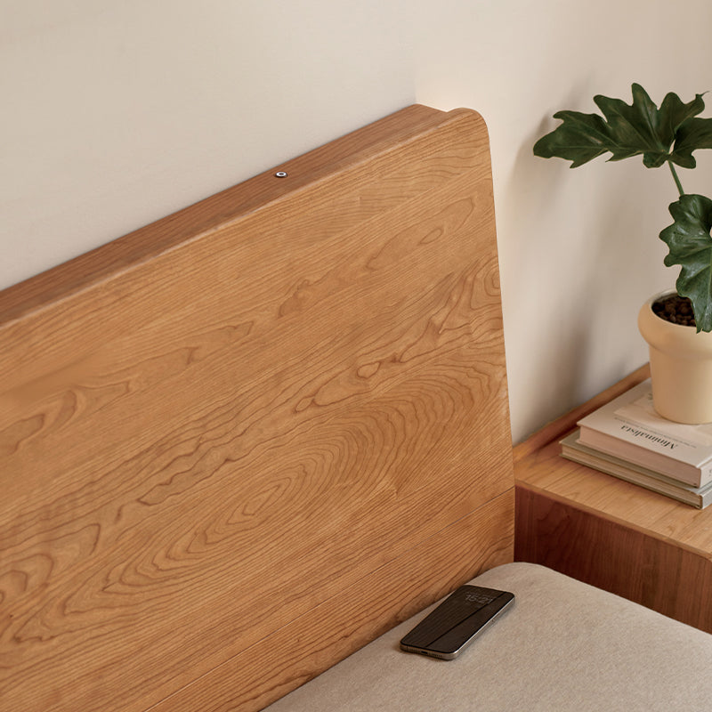 Baldwin Solid Cherry Wood Bed Frame with Beech Slats with Headboard Lighting Queen – view 5