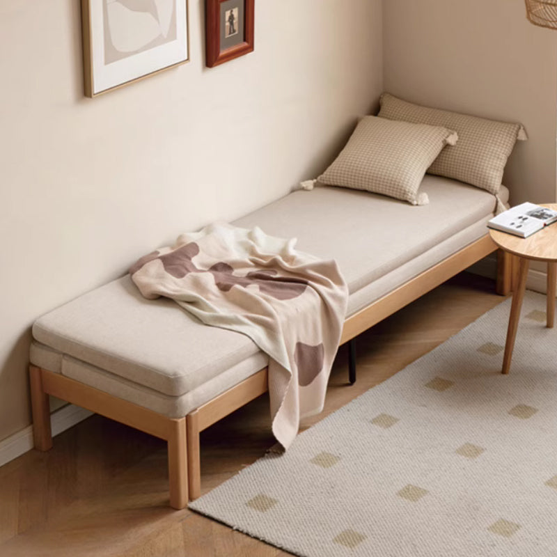 Bernice Beech Wood Sofa Bed in White Fabric 180cm / 202cm