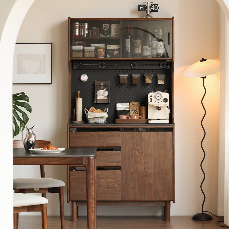 Caspian Black Walnut and Pinewood Sideboard 85cm