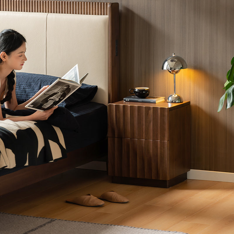 Boyd Solid Black Walnut Bedside Table with Drawer 40cm – view 2
