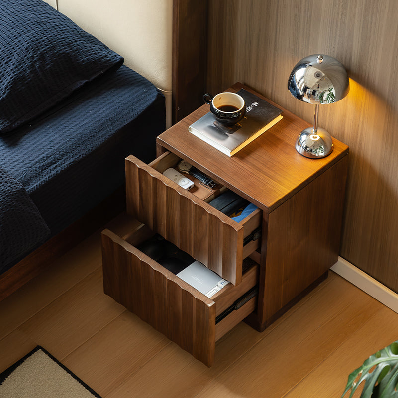 Boyd Solid Black Walnut Bedside Table with Drawer 40cm – view 3
