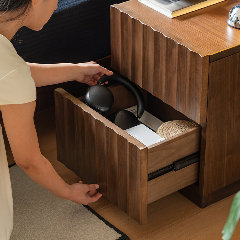 Boyd Solid Black Walnut Bedside Table with Drawer 40cm – view 5