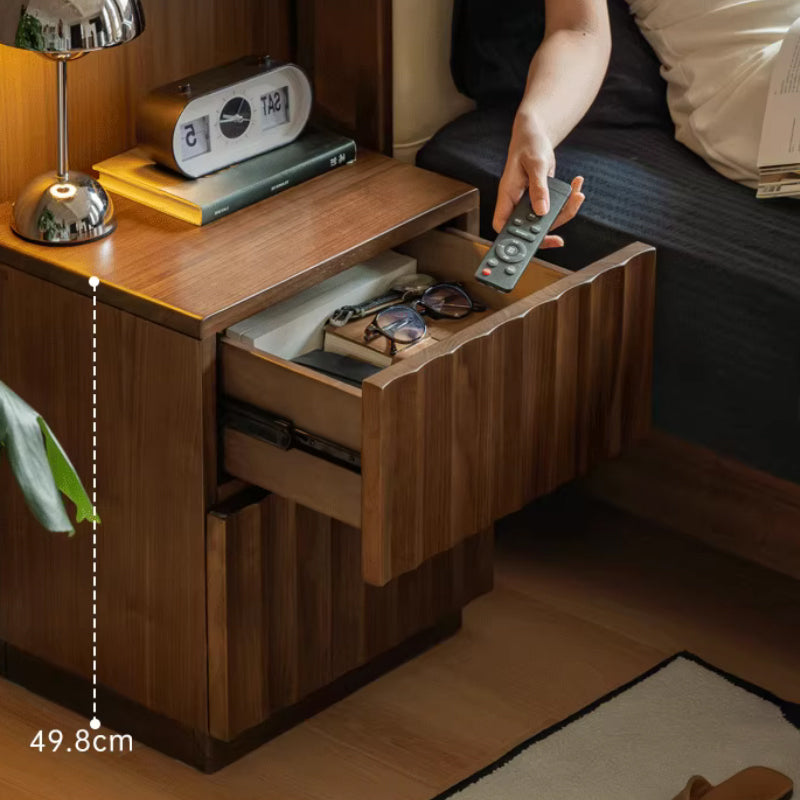 Boyd Solid Black Walnut Bedside Table with Drawer 40cm – view 7