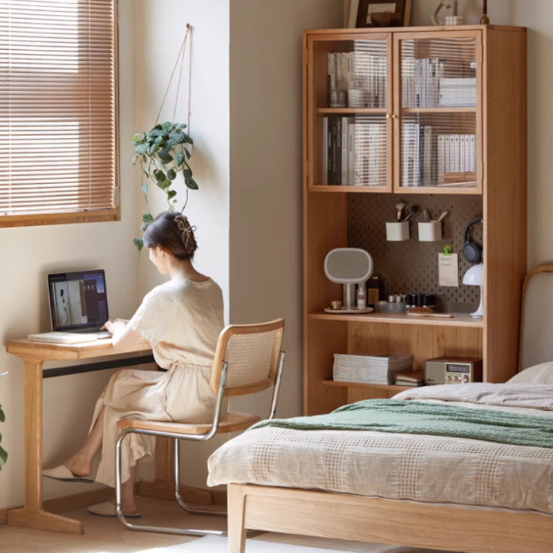 Bridget solid cherry wood desk with bookshelf and storage cabinet